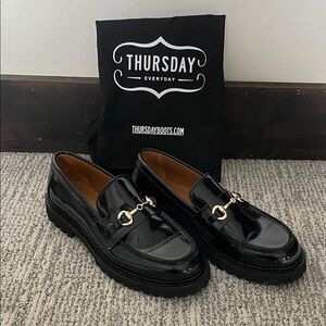 Thursday Women’s Penny Loafer - Black and Gold Size 6.5